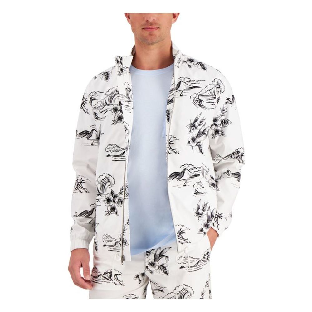 CLUBROOM Mens White Stretch Zip Up Jacket XXL